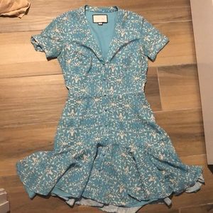 Blue and White Silk Alexis Dress